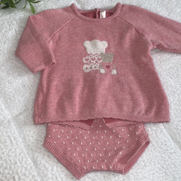 Mayoral Pink Sweater Dress Set Bears 4-6M Baby Girl EUC - Picture 10 of 10